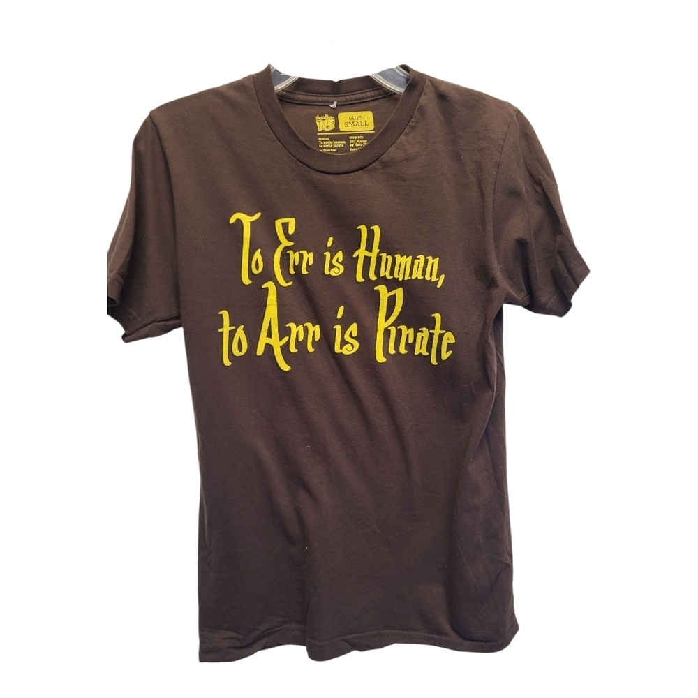 Threadless Brown and Yellow Casual Short Sleeve Pirate Graphic Tee - Size S